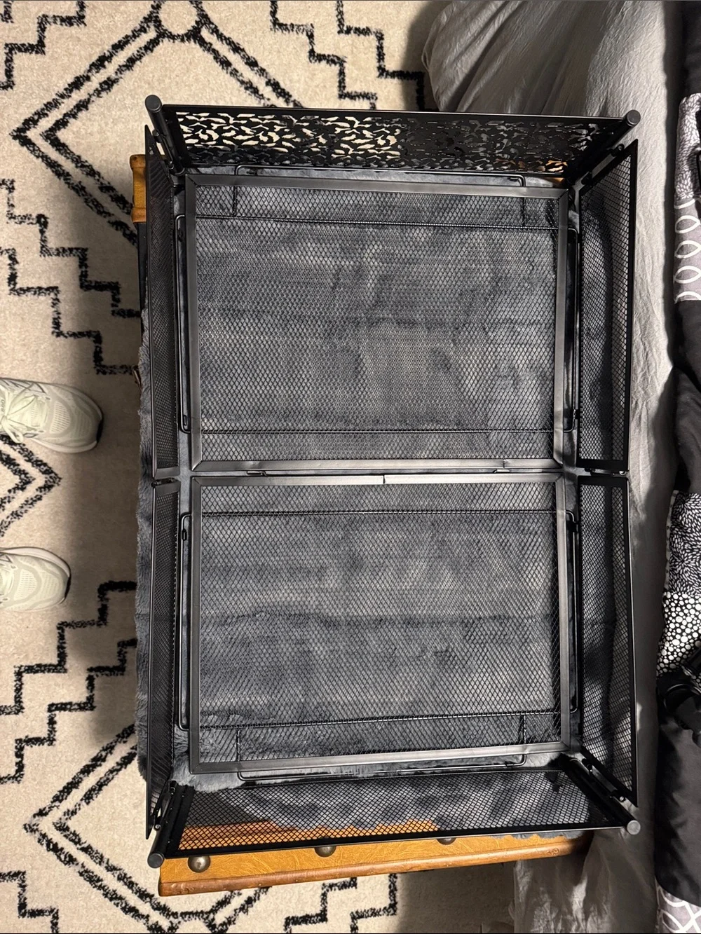 2 Black Rolling Decorative Storage Drawer with Mesh Base - Unbranded